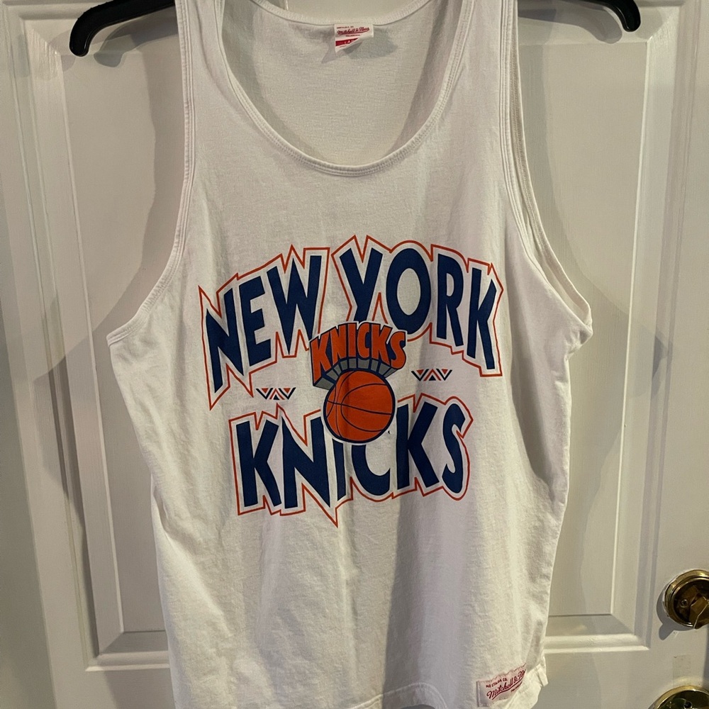 Mitchell & Ness White Tee with Orange and Blue Logo